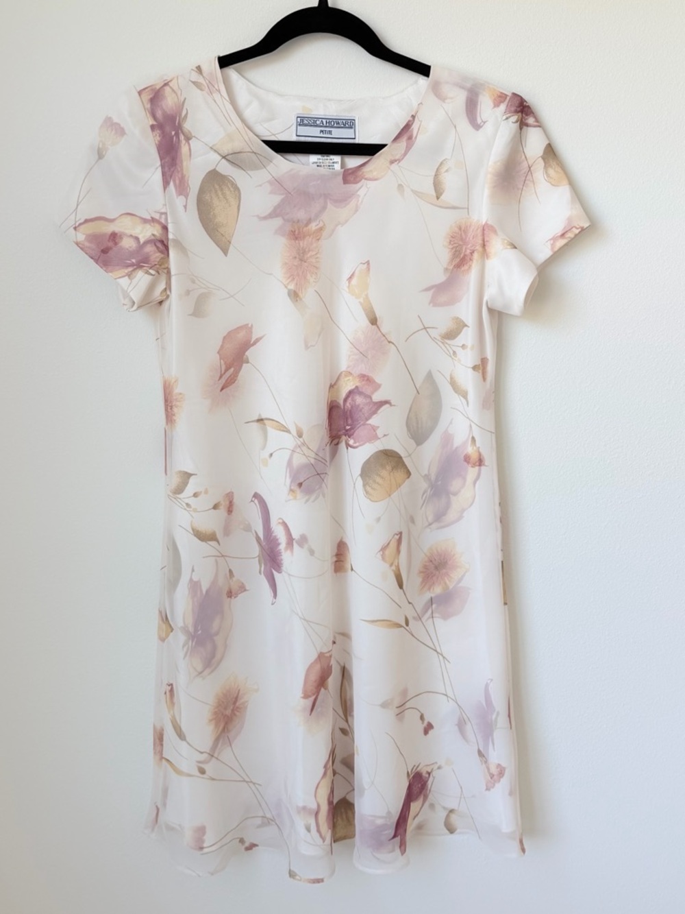 Jessica Howard Petite Floral Chiffon Dress Pastel Midi A-Line Spring Size S